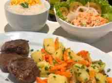Filé com Legumes e fritas (Carne)