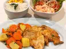 Filé de Frango com Legumes e Fritas